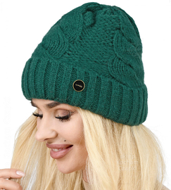 Czapka zimowa damska, Verwool, zielona ciemna, rozm. 54-56 cm