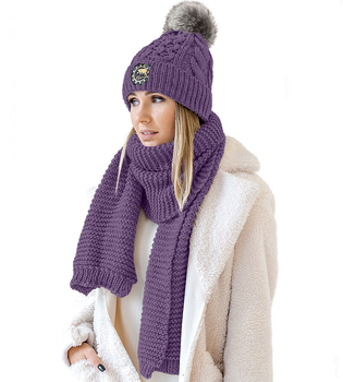 Damski komplet czapka z szalikiem Livja, fioletowy (2), 56-58 cm
