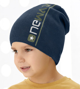 Dzianinowa czapka wiosenna/jesienna dla chłopca, New Age, granat + khaki, 53-56cm