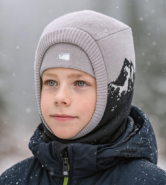 Kominiarka zimowa z wełny merino dla chłopca, Kinstan, szara, 48-52 cm