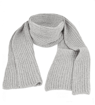 Szalik damski, wełniany, w prążek, P25093, szary perłowy