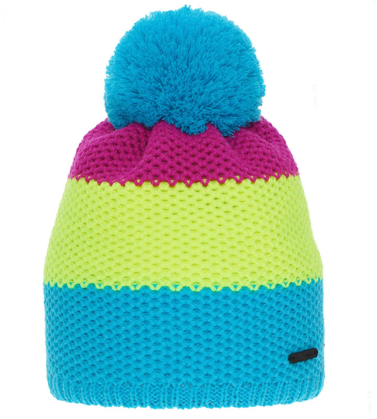 Czapka zimowa z pomponem, sportowa, kolorowa, Ranuto, turkus + lemon, 54-56 cm	