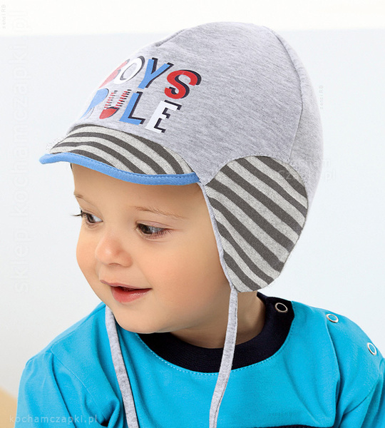 Czapka pilotka z bawełny dla chłopca Cristiano  rozm. 50-54 cm