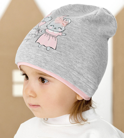Czapka wiosenna/jesienna, dla dziewczynki, z króliczkiem, szara, Katai, 47-50 cm