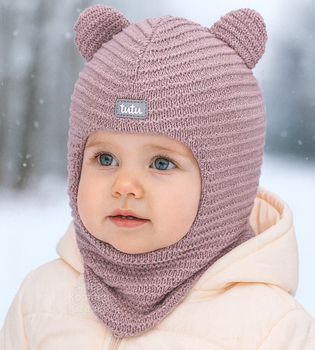 Kominiarka zimowa z wełny merino dla dziewczynki, Calleto, wrzosowy róż, 44-48 cm 