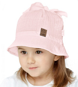 Kapelusz muślinowy dla dziewczynki, jasny łosoś , Tamaita, 46-48 cm