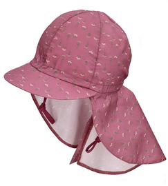 Czapka safari dla dziewczynki, wiązana, filtr UV+30, Pollia, wrzosowy róż, 46-48 cm
