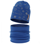 Czapka i komin dla chłopca, komplet wiosenny/jesienny, Loapo, niebieski chaber (27), 48-50 cm