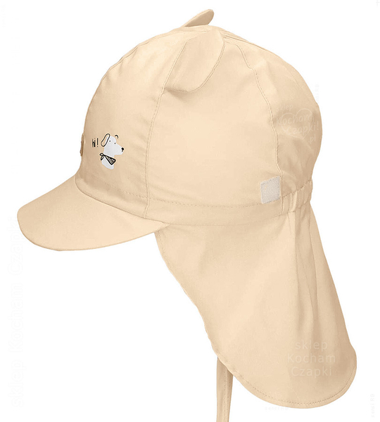 Czapka z daszkiem  filtrem UV i ochrona karku dla chłopca, Canculk, beżowy jasny , 46-48 cm