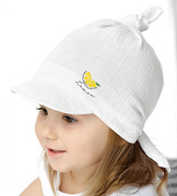 Czapka/chustka z daszkiem, muślinowa, dla dziewczynki,  Makatali, biały, 42-50 cm