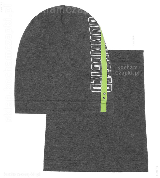 Sportowa czapka i komin dla chłopca, wiosenny/jesienny, Connected, rozm. 48-52 cm