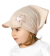 Chustka z daszkiem na gumce, dla dziewczynki, beżowa, Coruja, 42-45 cm