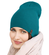 Czapka wiosenna/jesienna damska, w prążek, morska, Cemri, 54-56 cm