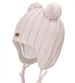 Czapka merino przejściowa, dla chłopca, jesienno/zimowa, Dilome, beżowa, 42-45 cm