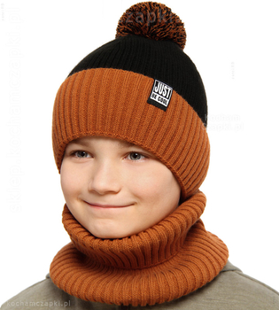 Komplet zimowy, czapka i komin, dla chłopca, podszewka polar, Arlekin, rozm. 48-50 cm