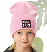 Czapka wiosenna/jesienna dla dziewczynki, w prążek, jasny róż, Ever Fun, 46-50 cm