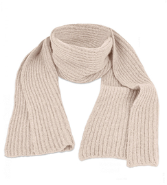 Szalik damski, wełniany, w prążek, P25093, jasny beżowy