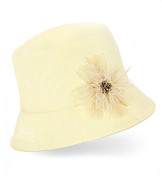 Kapelusz damski na lato z lnu, Marini, żółty, 55-58 cm