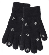 Rękawiczki dla dziewczynki, ciepłe, z cyrkoniami, do telefonu, R29, czarne, 8-12 lat