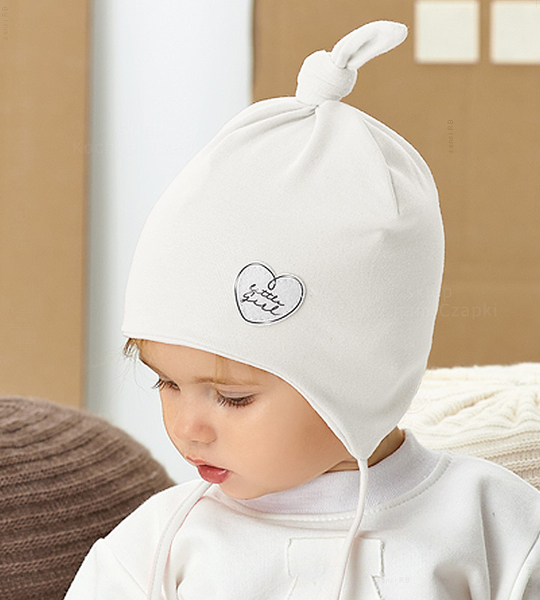 Czapka wiosenna/jesienna dla dziewczynki, Zemra, biała, 40-42 cm