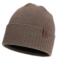 Męska czapka, wełna merino, podszewka polar, Gohan, brązowy jasny (18), 55-60cm