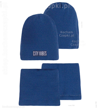 Dwustronna czapka i komin młodzieżowy, City Vibes, rozm. 54-57 cm
