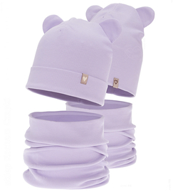 Czapka i komin dla dziewczynki, wiosenny/ jesienny komplet, bawełniany, Mulinia, fioletowy, 49-51 cm
