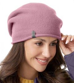 Czapka wełniana damska, zimowa/jesienna, Gabbela, jasny wrzosowy róz, 57-59 cm