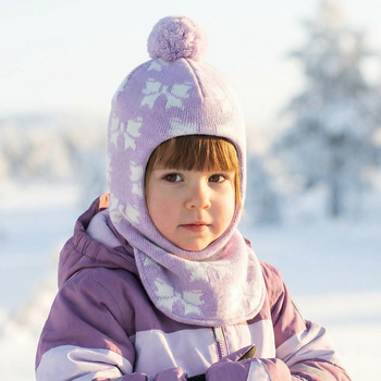 Kominiarka z wełny merino 100% na zimę dla dziewczynki, Povenir, fioletowa, 48-50 cm 