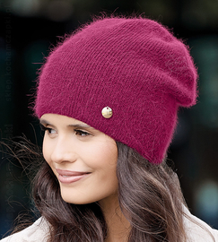 Czapka zimowa damska z angorą, Britima, amarantowa, 55-58 cm