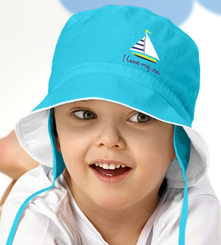 Kapelusz dla chłopca, wiązany, turkusowy, My Sea, 48-50 cm
