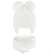 Komplet zimowy, czapka i szalik dla dziewczynki, Bifien, śmietanka, 50-53 cm