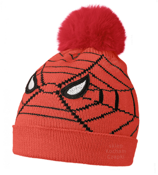 Czapka dla chłopca, Spiderman, podszyta futerkiem, czerwona, 44-48 cm