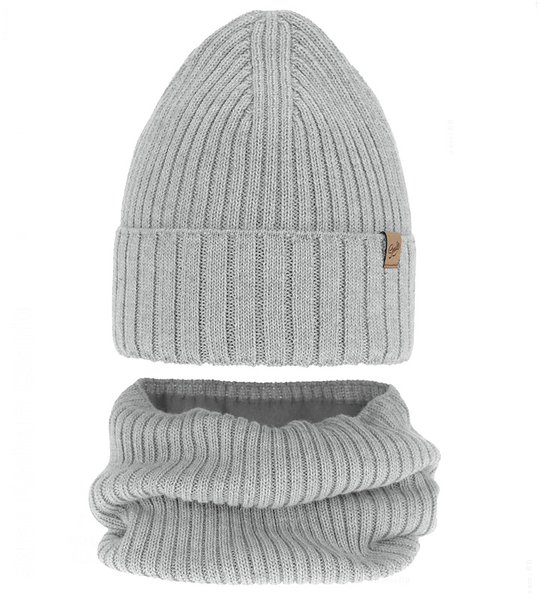 Czapka i komin merino, polar, Semalia, szary, 48-50 cm