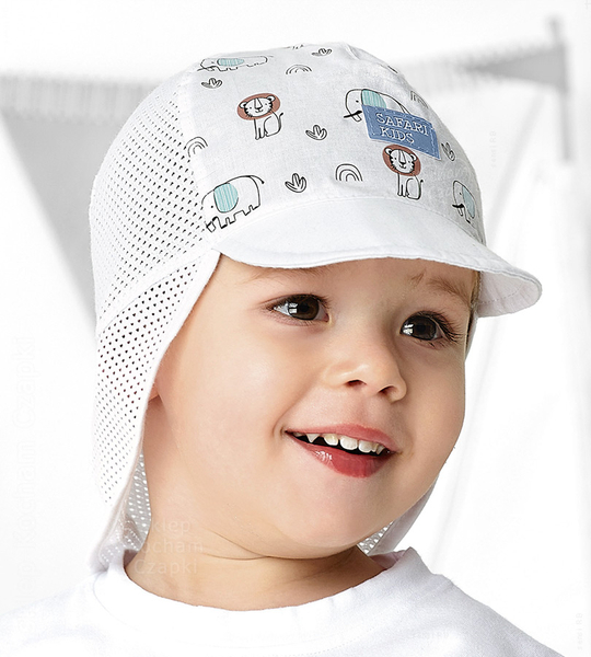 Czapka z siateczką i ochroną karku, dla chłopca na lato, Saffir,  46-47 cm