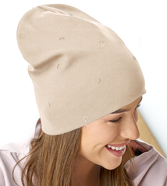 Czapka damska wiosenna/jesienna, bawełniana, beżowa, Ilargia, 54-56