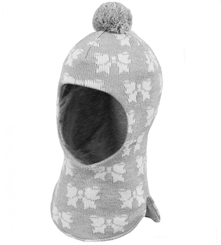 Kominiarka z wełny 100% merino na zimę dla dziewczynki, Povenir, jasna szara, 48-50 cm 