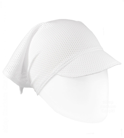 Chustka z daszkiem, dziureczki, wiązana na lato, AM-11, biała, 45-50 cm