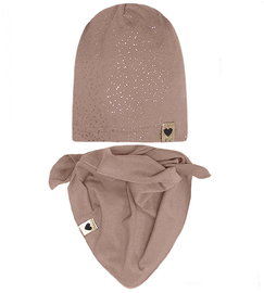 Komplet wiosenny-jesienny dla dziewczynki, czapka i chusta, kakaowy, Stippena, 52-54 cm