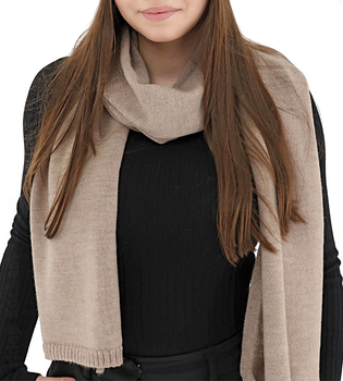 Szalik damski z wełny 100% merino, zimowy, 7340, beżowy