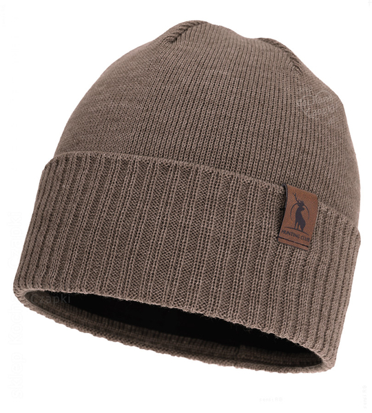Męska czapka, wełna merino, podszewka polar, Gohan, brązowy jasny (18), 55-60cm
