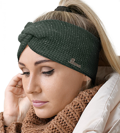 Damska opaska na głowę, zielona, Nassia, 54-57 cm