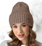 Czapka zimowa damska, modna, Caletta, beżowy, 55-60 cm