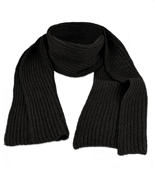 Szalik damski, wełniany, w prążek, P25093, czarny