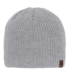 Męska czapka zimowa, 50% wełna merino, podszewka polar, Ribd, szary jasny, 55-60cm