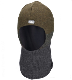 Kominiarka merino na zimę dla chłopca, Tivolin, khaki/grafit, 52-56 cm