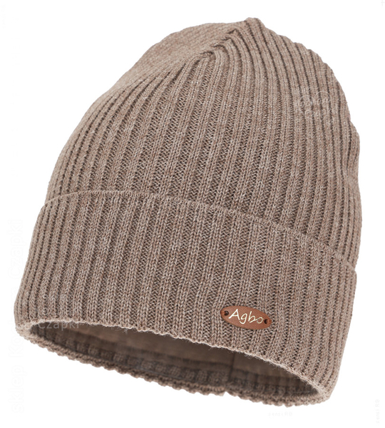 Czapka zimowa damska, 50% merino, Lissha, ciemny beżowy (04), 55-58 cm