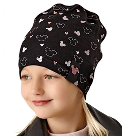 Czapka wiosenna/jesienna dla dziewczynki, bawełniana, czarna, Brezza, 52-54cm