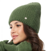Czapka damska zimowy, angora, Oteliia, zielona, 56-60 cm