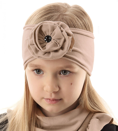Opaska dla dziewczynki, na głowę, karmelowa, 3263, obw. 47-49 cm